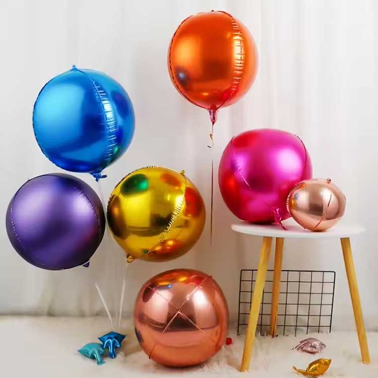 4D-farget rund folieballong