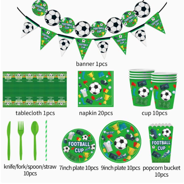 Festdekorasjon med fotballtema engangs tallerkensett