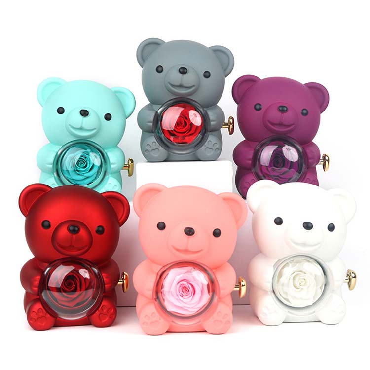 Hug Bear roterende bevart ros smykkeskrin