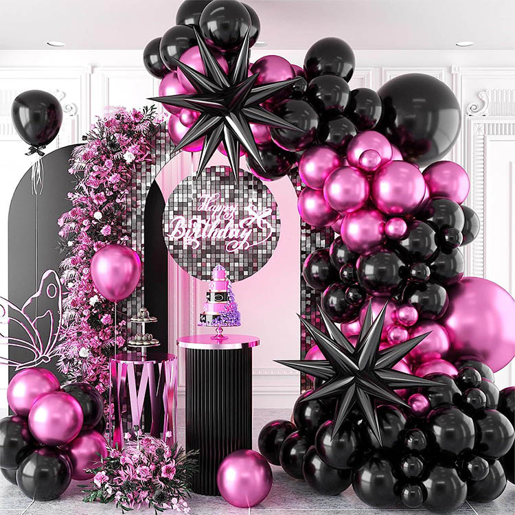 Metall magenta Black Exploding Star Garland Arch